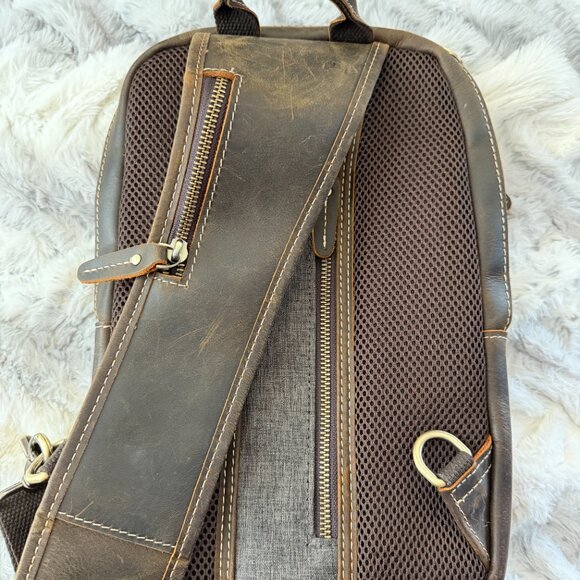 LANNSYNE Vintage Full Grain Leather Sling Bag Crossbody: Very Nice - Picture 3 of 3